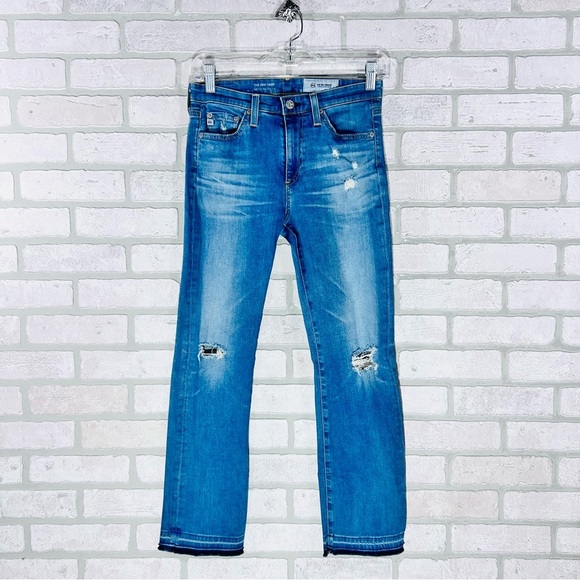 AG The Jodie High Rise Slim Flare Distressed Crop Jeans Size 26 - Picture 4 of 8